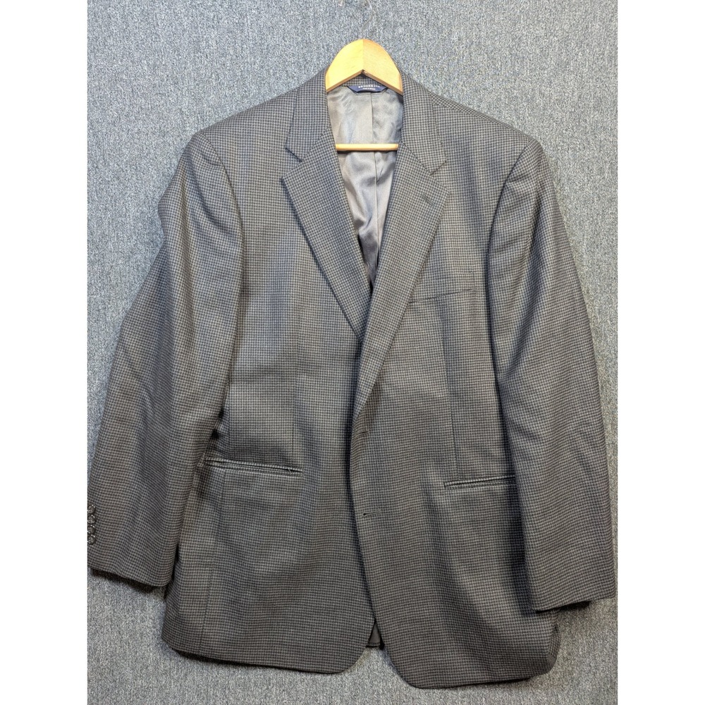 Brooks Brothers 346 Mens 44 Long Worsted Wool Blazer Grey Houndstooth Sport Coat